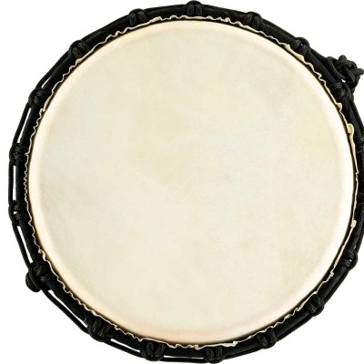 Tambor redondo com pele natural e armação preta com cordas