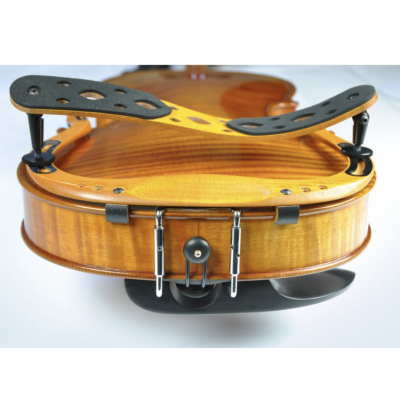 Violino em madeira com suporte para ombro preto e amarelo