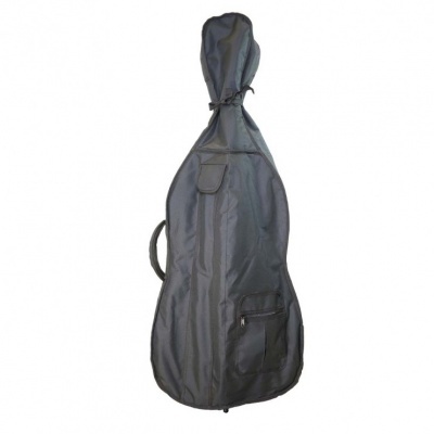 Capa preta para contrabaixo ou guitarra com bolso frontal e pega lateral