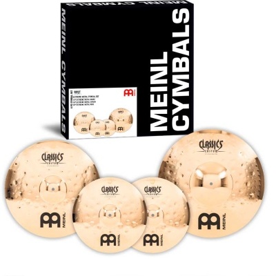 Conjunto de pratos de bateria dourados martelados com caixa preta MEINL CYMBALS