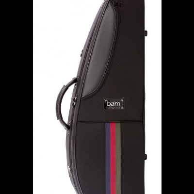 Estojo rígido preto com faixa colorida e etiqueta bam original