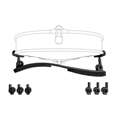 Suporte e rodas para bateria com estrutura preta e peças para montagem