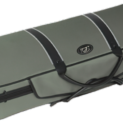 Estojo cinzento para instrumento musical com pegas e fechos pretos