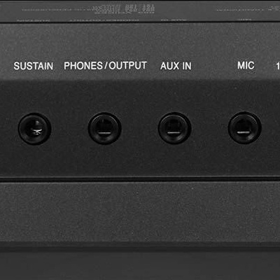 Painel de equipamento eletrónico com portas e texto branco