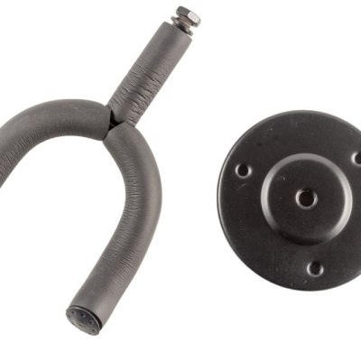 Suporte para guitarra com gancho e base preta sobre fundo branco