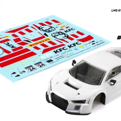 Carro modelo escala LMS GT3 branco com decoração para personalizar e autocolantes KFC