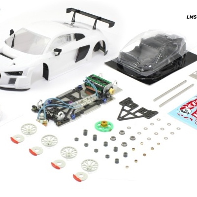 Kit modelo Scalauto LMS GT3 branco com acessórios e autocolantes