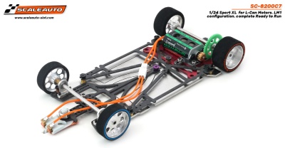 Chassis de slot car Scaleauto SC-8200C7 1/24 Sport XL com motor e rodas emborrachadas
