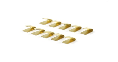 Conjunto de grampos metálicos dourados em fundo branco