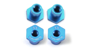 Quatro porcas azuis em metal com marcação 3.5 Sclaeuro