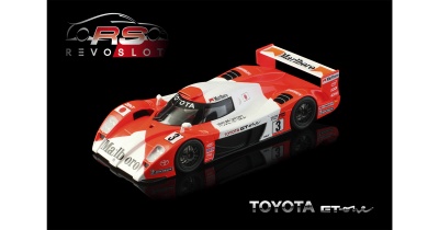 Miniatura de carro de corrida Toyota GT-one vermelho e branco com marcas