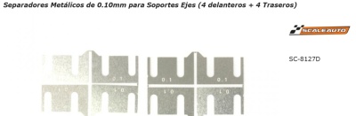 Separadores metálicos de 0.10mm para soportes ejes com logotipo Scaleauto e código SC-8127D