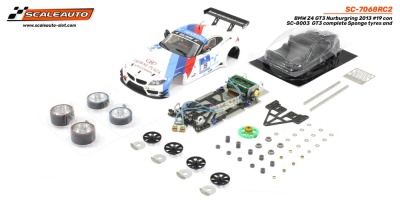 Conjunto de modelo de carro de corrida BMW Z4 GT3 desmontado com peças e embalagem