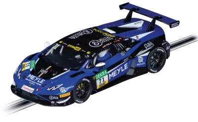 Miniatura de carro de corrida azul com autocolantes e número 71