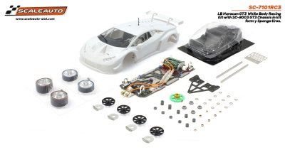 Kit de carro de competição branco e peças para montagem da Scaleauto