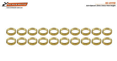 Espaçadores de eixo de bronze dourado em duas linhas, fundo branco