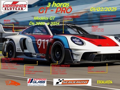 Carro de corrida Porsche 911 branco, vermelho e azul com texto explicativo sobre características e logos de patrocinadores