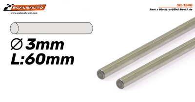 Dois eixos rectificados de aço de 3mm por 60mm da marca Scaleauto