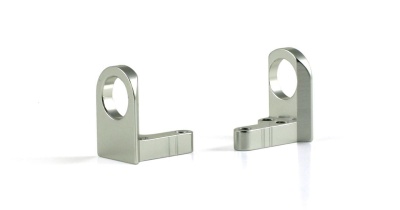 Par de suportes metálicos prateados com base reta e anel circular