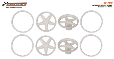 Conjunto de aros e tampas de cubo plásticas brancas para rodas
