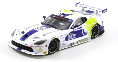 Miniatura de carro de corrida branco com detalhes em azul e amarelo