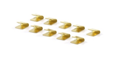 Conjunto de dez pequenos suportes metálicos dourados em forma de ângulo