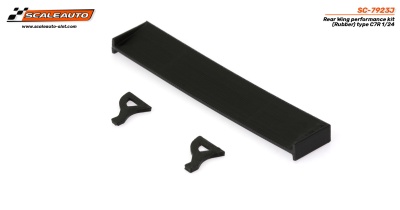 Kit de asa traseira para slot car, cor preta, com dois suportes, sobre fundo branco