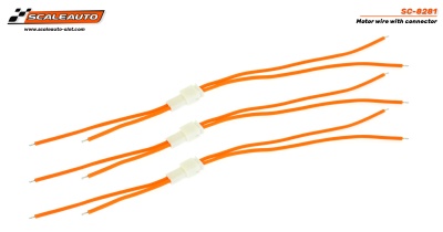 Fios de motor laranja com conectores brancos