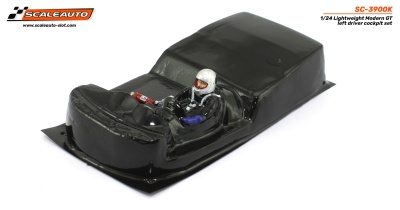 Cockpit de slot car 1/24 SC-3900K Scaleauto preto com figura do condutor