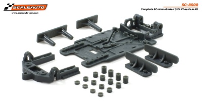 Kit de chassis Scaleauto SC-8500 com peças plásticas pretas