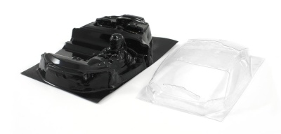 Carroçaria de carro em plástico preto e transparente para modelo em escala