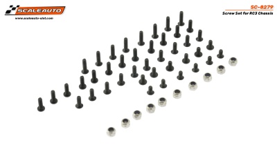 Conjunto de parafusos pretos e porcas prateadas SC-8279 para chassis RC3 da SCALEAUTO