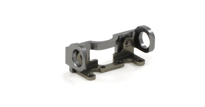 Peça metálica preta com duas aberturas circulares