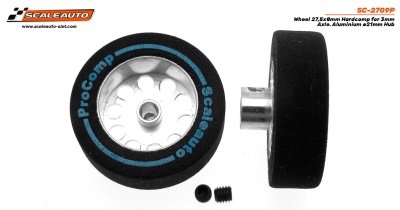 Conjunto de rodas Scaleauto ProComp pretas com cubo de alumínio
