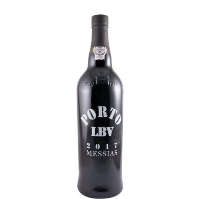 Messias LBV 2017 Garrafa de vinho do Porto LBV 2017 Messias em vidro escuro com letras brancas.