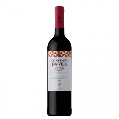 Garrafa de vinho tinto Convento da Vila com rótulo branco e detalhes vermelhos