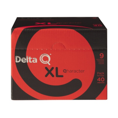 Caixa de cápsulas de café Delta Q XL Qharacter preta e vermelha
