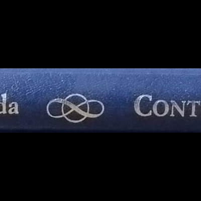 Lombada de livro azul com texto dourado e símbolos de infinito.