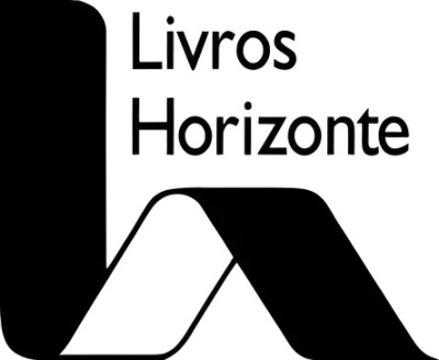Logotipo Livros Horizonte em preto com símbolo geométrico abstrato