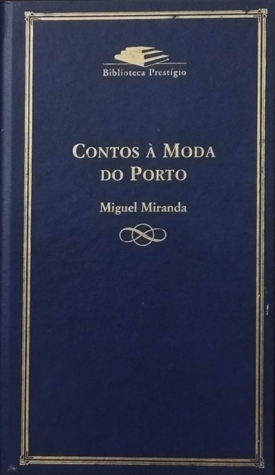 Capa azul escura de livro com texto dourado e moldura fina dourada