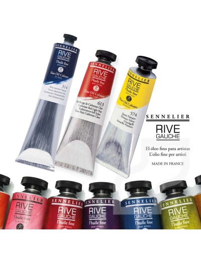 Óleo Rive Gauche - 40ml Tubos de tinta óleo Sennelier Rive Gauche em várias cores sobre fundo branco