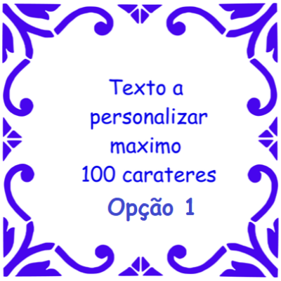 Cartão com texto personalizado e ornamentos azuis nos cantos