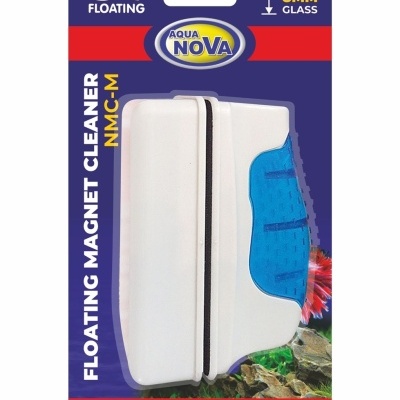 Limpa vidro magnético para aquários AQUA NOVA com embalagem azul, branco e vermelho