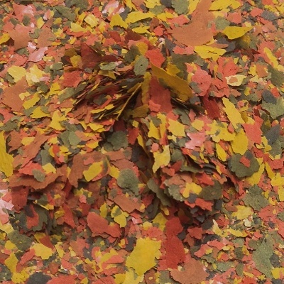 Flocos coloridos para alimento de peixe