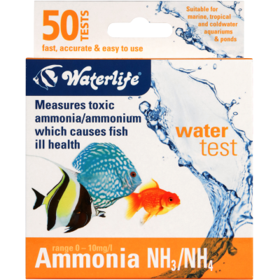 Embalagem do teste de amónia Waterlife para aquários e lagoas, com 50 testes