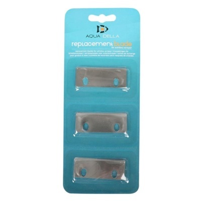 Pacote de três lâminas de substituição metálicas em embalagem azul