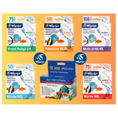 Caixas coloridas de tiras de teste para qualidade da água para aquários