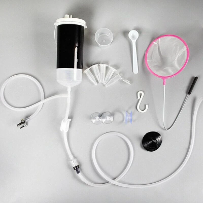 Conjunto de acessórios para filtração e extração com funil rosa e tubo transparente