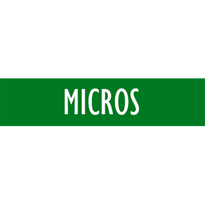 Logótipo ou texto MICROS em fundo verde