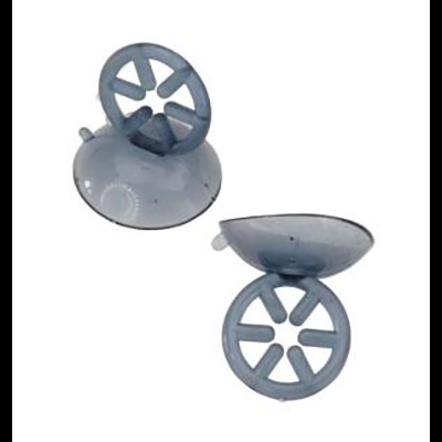 Suportes de plástico cinza com ventosas e design circular